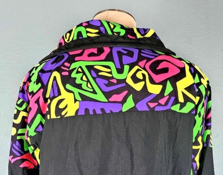 Back of a jacket with hypercolor design, which inspired the font for Locals Vintage